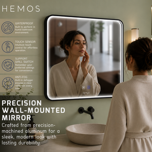 HEMOS BATHROOM MIRROR 800/1000/1200MM ALUMINIUM LED SQUARE MIRROR HM-YKC8060,10075,12075