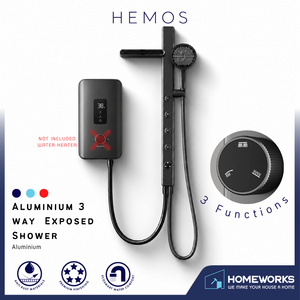 HEMOS BATHROOM FAUCET 3 MODE ALUMINIUM EXPOSED MATT GREY SHOWER SETS HM-26806-MG