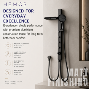 HEMOS BATHROOM FAUCET 3 MODE ALUMINIUM EXPOSED MATT GREY SHOWER SETS HM-26806-MG
