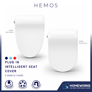 HEMOS HEAVY DUTY D & V SHAPE PLUG-IN INTELLIGENT SEAT COVER FOR WC SOFT CLOSE SMART BIDET SEAT HM-0224