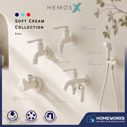 HEMOS BATHROOM BRASS BIB TAP ACCESSORIES WATER TAP FITTING CREAM WHITE HM-9115-CW