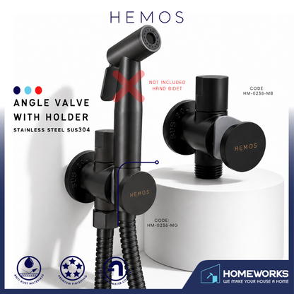 HEMOS PARTS SUS304 ANGLE VALVE WITH HOLDER HM-0238-MB,MG
