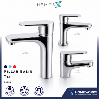 HEMOS BATHROOM FAUCET BRASS PILLAR BASIN COLD TAP HM-18025,18026,18027-C