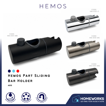 HEMOS SLIDING BAR HOLDER PUSH BUTTON ADJUSTABLE SHOWER RAIL HOLDER BATHROOM HAND SHOWER BRACKET HM-0101