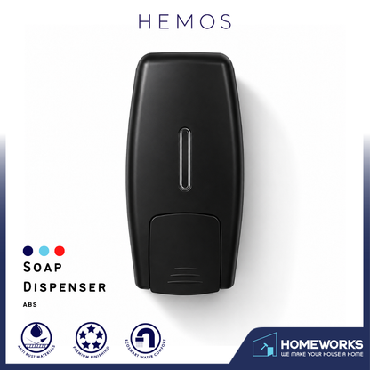 HEMOS ABS SOAP DISPENSER WALL MOUNTED DISPENSER LIQUID HAND WASH PUMP BLACK HM-0242-MB