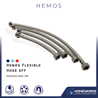 HEMOS HIGH PRESSURE STAINLESS STEEL INLET FLEXIBLE HOSE PIPE