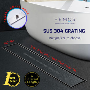 HEMOS BATHROOM FITTINGS SUS 304 TILES INSERT LONG DRAIN FLOOR TRAP GRATING INDOOR OUTDOOR HM-101