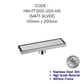 HEMOS BATHROOM FITTINGS SUS 304 TILES INSERT LONG DRAIN FLOOR TRAP GRATING INDOOR OUTDOOR HM-101