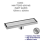 HEMOS BATHROOM FITTINGS SUS 304 TILES INSERT LONG DRAIN FLOOR TRAP GRATING INDOOR OUTDOOR HM-101