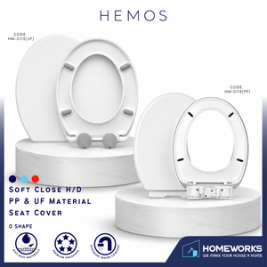 HEMOS HEAVY DUTY O SHAPE PP SOFT CLOSING SEAT COVER ADJUSTABLE HINGES PENUTUP TANDAS DUDUK HM-0113