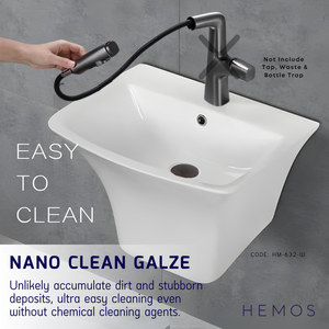 HEMOS BATHROOM CERAMIC WASH BASIN WALL MOUNTED ART BASIN VESSEL SINK PORCELAIN HM-631-W