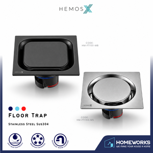 HEMOS SUS304 FLOOR TRAP GRATING SQUARE ROUND MATT BLACK GREY SILVER HM- FT1129, FT1130, FT1131, FT1132