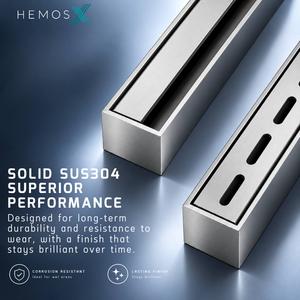 HEMOS SUS304 LINEAR FLOOR TRAP GRATING LONG SHOWER DRAIN BATHROOM FLOOR DRAIN MS MG HM-FT1203, FT1202