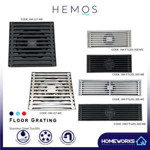 HEMOS BATHROOM FITTINGS STAINLESS STEEL SUS 304 LONG DRAIN FLOOR TRAP GRATING INDOOR OUTDOOR HM-117