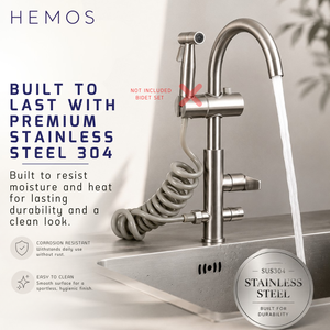 HEMOS KITCHEN FAUCET SUS 304 PILLAR SINK TAP KEPALA PAIP DAPUR HM-18028-MS