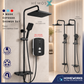HEMOS X BATHROOM THREE WAY EXPOSED SHOWER SETS CONNECT WITH WATER HEATER MATT BLACK & GREY 26SERIES
