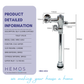 HEMOS BATHROOM BRASS MANUAL PUSH BUTTON WATER CLOSET FLUSHOMETER URINAL VALVE HMSC-6002,6021,6022